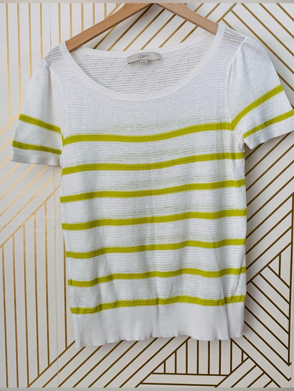 LOFT Cotton Linen Striped Loose Knit Top boho coastal cowgirl beach bohemian M